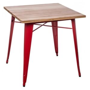 Jídelní stůl Tolix 76x76, červená/borovice