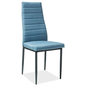 Jídelní čalouněná židle s protáhlým opěradlem v modré barvě KN905