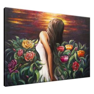 Ručně malovaný obraz Žena mezi květinami 100x70cm RM4773A_1Z