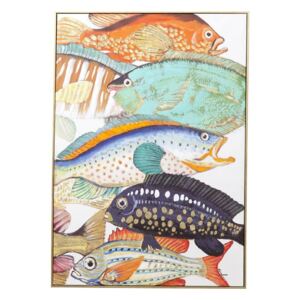 KARE DESIGN Obraz s ručními tahy Fish Meeting Two 100 × 70 cm, Vemzu