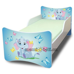 NELLYS Dětská postel se zábranou Sloník - 200x80 cm