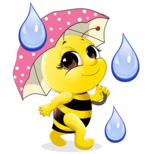 Nálepka na zeď pro děti Včelka s deštníkem 10x10cm NK4557A_1HP