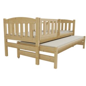 Vomaks Dětská postel s výsuvnou přistýlkou DPV 013 90 x 200 cm surové dřevo bez úložných prostor