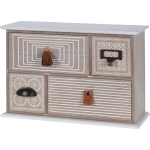 Dřevěná skříňka na drobnosti, se 4 zásuvkami