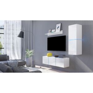 Gib Meble Obývací stěna Domino 2 Barva: Bílá/bílý lesk, Osvětlení: S osvětlením