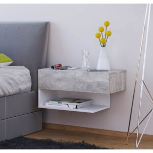 Nástěnný noční stolek Dormal Maxi, beton a bílá