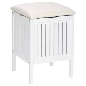 Koupelnová stolička a koš na prádlo 2v1, bílá, ve skandinávském stylu, OSLO WENKO
