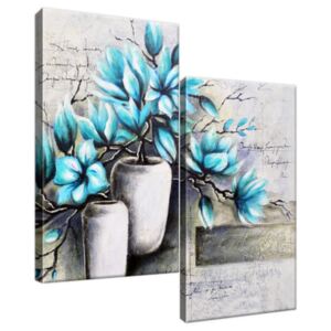 Obraz na plátně Modré magnólie ve vázách 60x60cm 3907A_2A