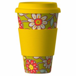 Eco Bamboo Cup Daisies Yellow 400 ml