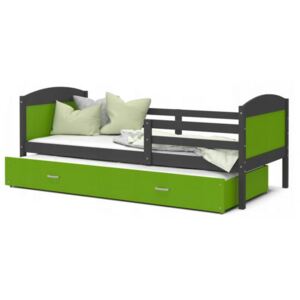 DOBRESNY Dětská rozkládací postel Matyas P2 color 200x90 Barva konstrukce: Šedá, Barva ostatních dílů: Zelená