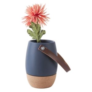 Keramický květináč s rukojetí Craft 18,5 cm Present Time (Barva- modrá, hnědá rukojeť)
