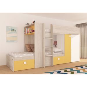 Patrová postel pro dvě děti Bo1 90x200 - žlutá