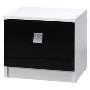Noční stolek Toni TN3, Barva: bílá / bílý lesk + černý lesk
