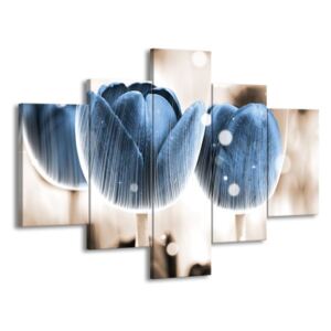 Vícedílný obraz Tři modré tulipány 100x70 cm