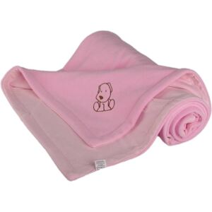 Dětská deka růžová s pejskem fleece bavlna