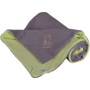Dětská deka šedo zelená s pejskem fleece bavlna