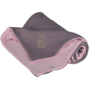 Dětská deka šedo růžová s pejskem fleece bavlna