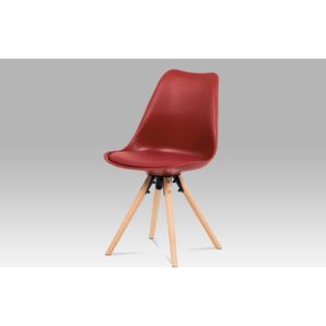 Jídelní židle v červené barvě s čalouněním a dřevěnou konstrukcí CT-805 RED