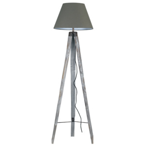 I-GALLERY/PT stojací lampa 1xE27 dřevěné nohy a textilní stínidlo