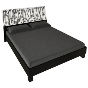 Manželská postel BORRA + rošt + matrace MORAVIA, 160x200, bílá lesk/černá mat