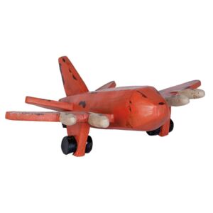 Dekorace červené dřevěné letadlo - 35*11*28 cm