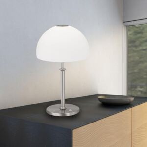 Fisher & Honsel Avignon, stolní lampa se stmívačem LED 13W, matný nikl opálové sklo, výška 42cm