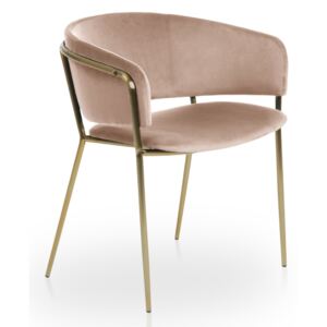 Židle čalouněné Bonnie na zlatém rámu - Pudrowy Růžová