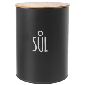 EmaHome Dóza BLACK s nápisem SŮL / pr. 11 cm / černá