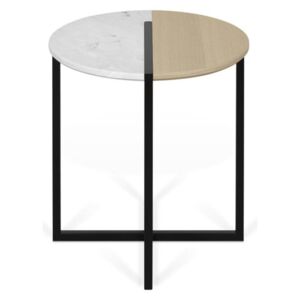 Konfereční stolek s deskou z dubového dřeva a mramoru TemaHome Sonata, ø 50 cm
