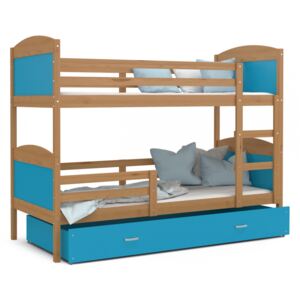 Patrová postel MATOUŠ včetně úložného prostoru (Olše), Modrá