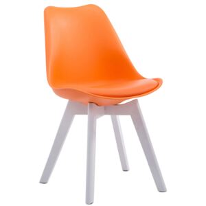 Židle Borne V2 plast / koženka, dřevené nohy bílá Barva Oranžová