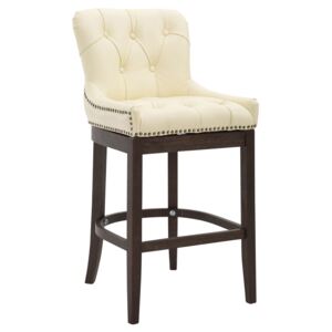 Barová židle Buckingham ~ kůže, dřevěné nohy tmavá antik Barva Krémová