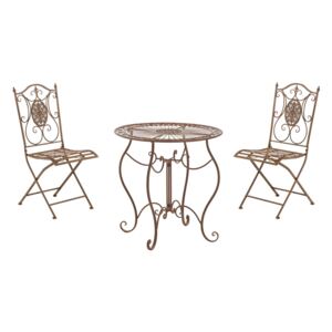Souprava kovových židlí a stolu Aldeano (SET 2 + 1) Barva Hnědá antik