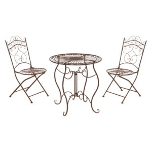 Souprava kovových židlí a stolu G11784335 (SET 2 + 1) Barva Hnědá antik