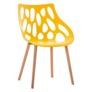 Jídelní plastová židle Haily s dřevěnými nohami Barva Žlutá