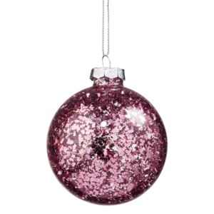 HANG ON Vánoční koule s třpytkami 8 cm - růžová