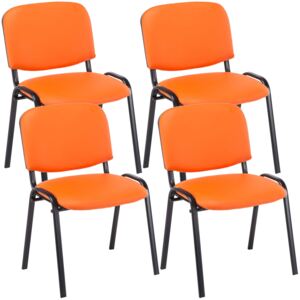 4x Stohovatelná konferenční židle Ken koženka Barva Oranžová