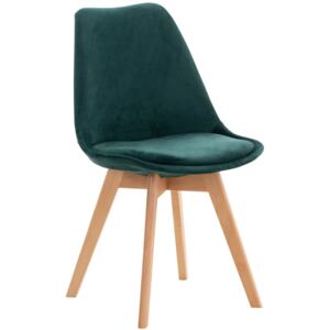 Židle Linares ~ samet, dřevěné nohy natura Barva Zelená