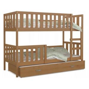 DOBRESNY Dětská dřevěná patrová postel s přistýlkou NEMO 190x80 Barva konstrukce: Olše
