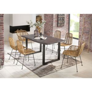 SIT MÖBEL Jídelní stůl TABLES & BENCHES DARK CURVE RECTANGLE 140 × 80 × 77 cm, Vemzu