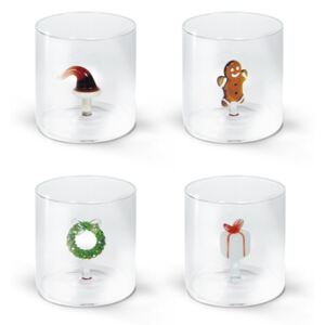 Sklenice z borosilikátového skla s vánoční dekorací, set 4ks - WD Lifestyle
