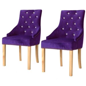 Jídelní židle Madden - 2 ks - masivní dubové dřevo a samet | fialové