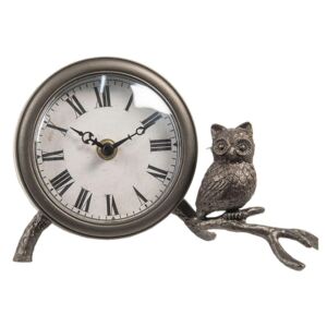 Stolní kovové hodiny OWL 20 x 12 cm (Clayre & Eef)