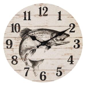 Nástěnné dřevěné hodiny Fish 30 cm (Clayre & Eef)