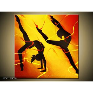 Moderní žlutý obraz tancujících žen (F004227F3030)