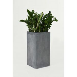 Samozavlažovací květináč BLOCK 60, sklolaminát, výška 60 cm, beton design, antracit