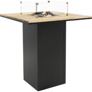 Stůl s plynovým ohništěm COSI- typ Cosiloft barový stůl černý rám / deska teak