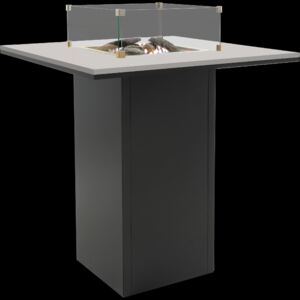 Stůl s plynovým ohništěm COSI- typ Cosiloft barový stůl černý rám / šedá deska Mdum
