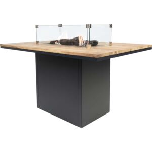Stůl s plynovým ohništěm COSI- typ Cosiloft 120 vysoký jídelní stůl černý rám / deska teak