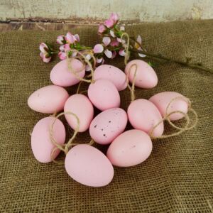 Velikonoční plastová dekorační vajíčka růžová- 6 cm, 12 ks